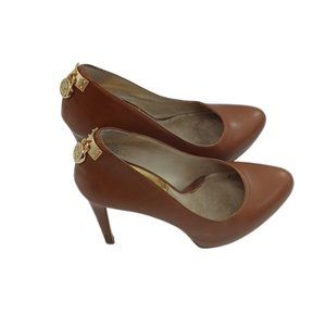 Michael Kors Pumps Brown Contemporary Gold Logo Size 8.5